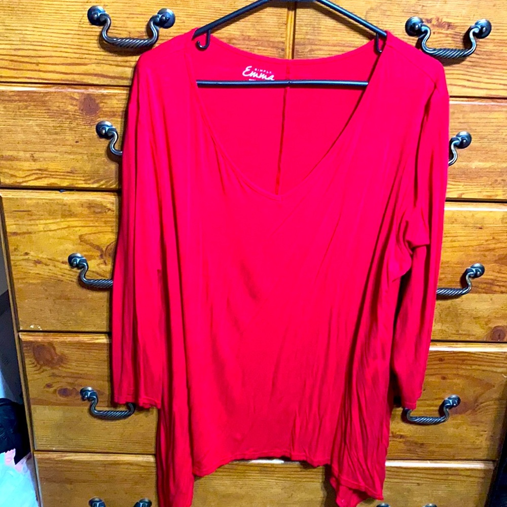 Long red blouse